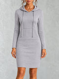 Women's Hooded Lace-Up Sweatshirt Dress with Pockets