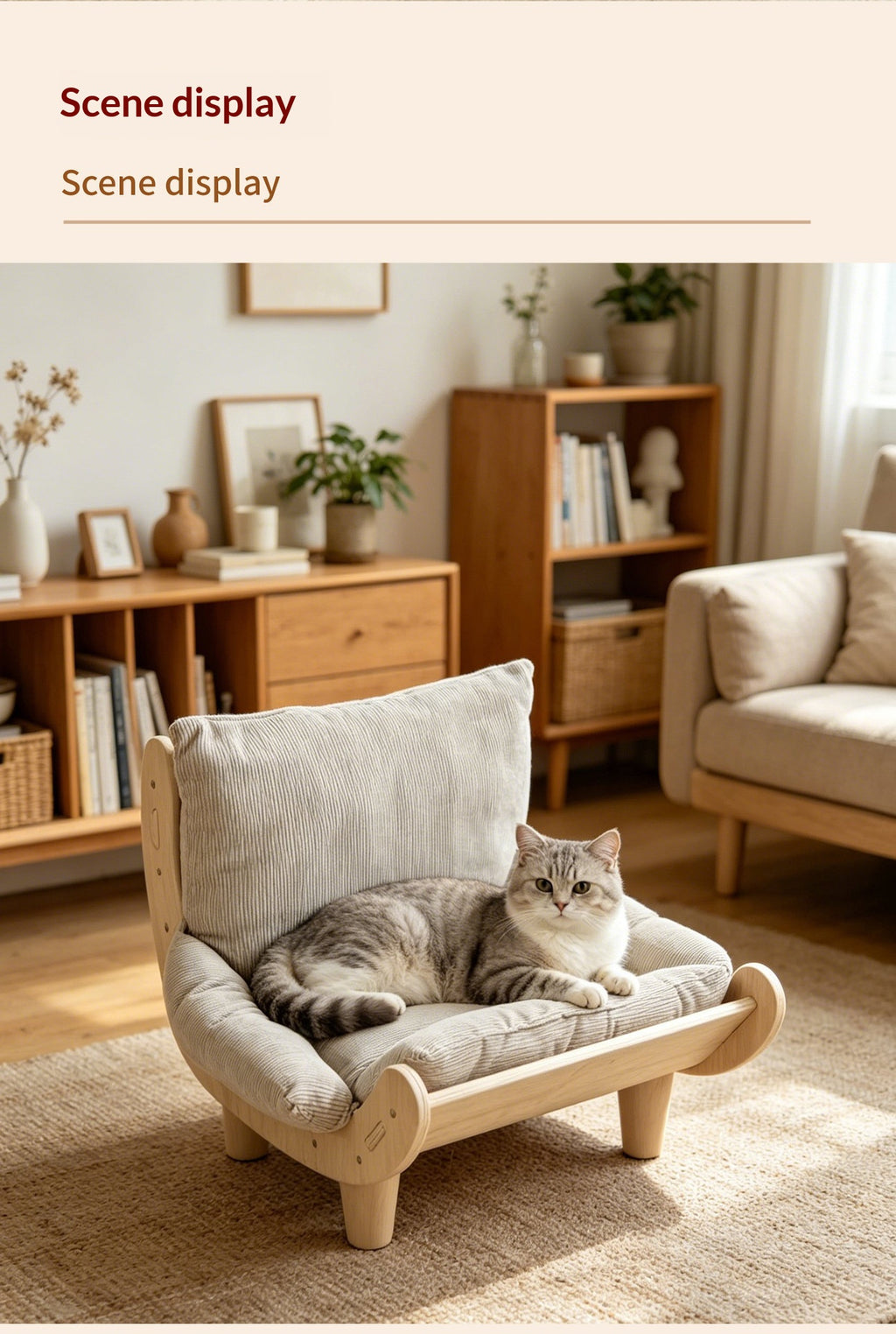 Wear-Resistant Cat Sofa Bed with Wooden Frame