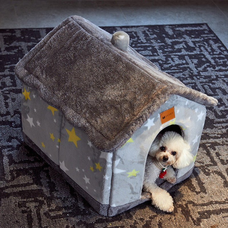 Foldable Dog House Pet Cat Bed Winter Villa Sleep Kennel