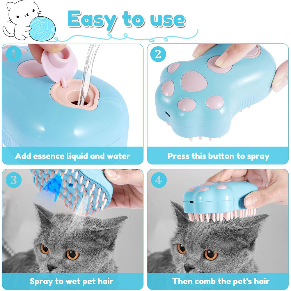 Paw-Shaped Steam Grooming Brush for Cats & Dogs