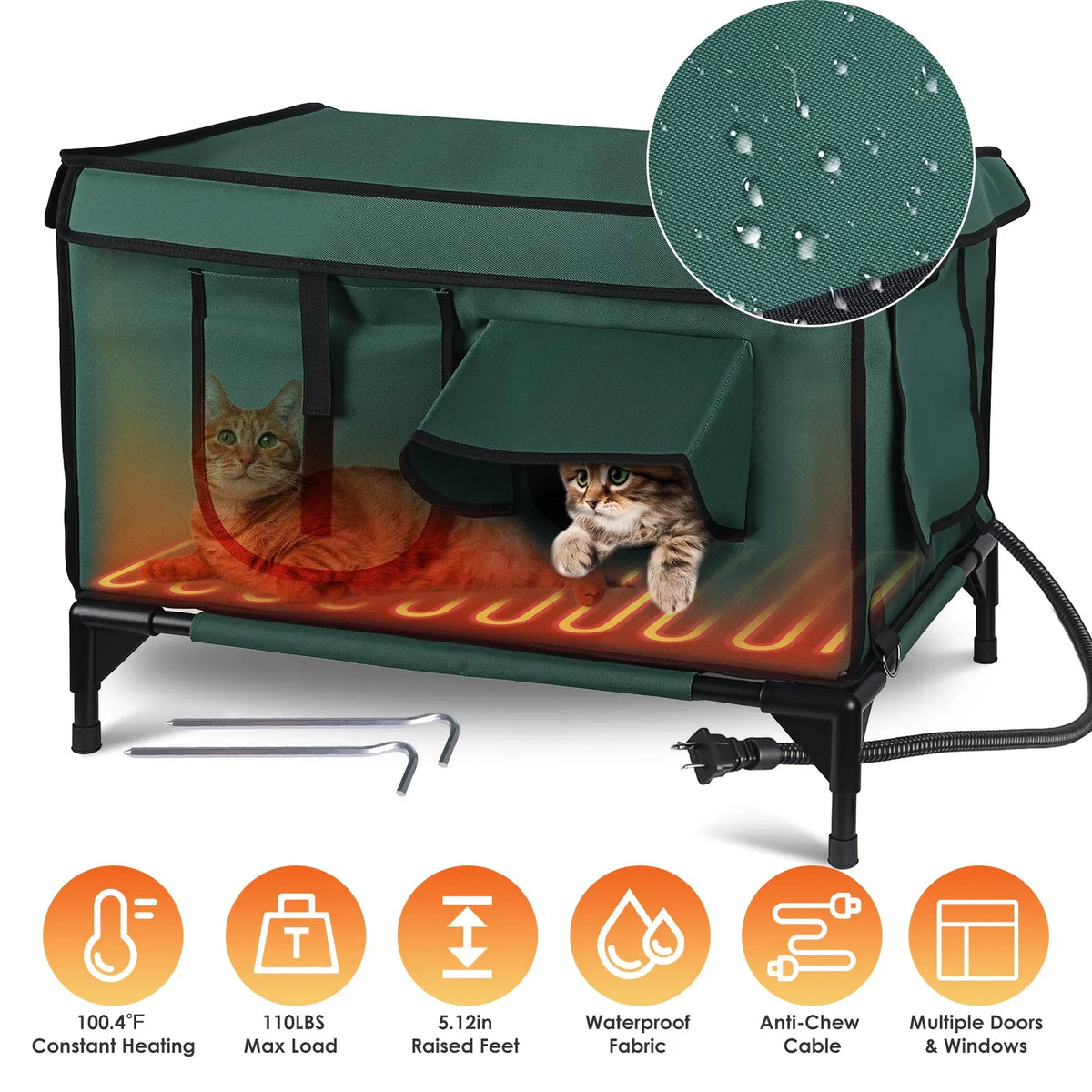 Heated Weatherproof Outdoor Cat House
