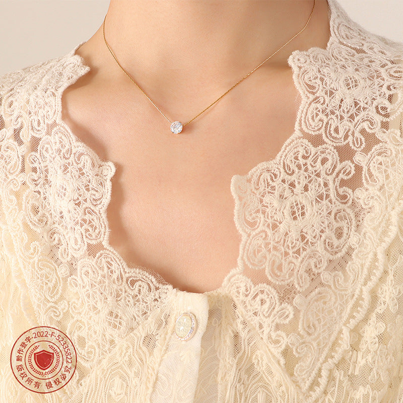 Short Necklace For Ladies Zircon Inlaid Solitaire