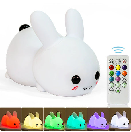 Colorful Rabbit Silicone Night Light Led Cute Charging Jade
