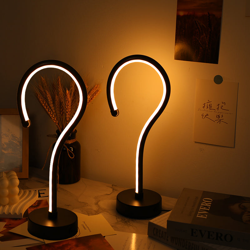 2PC Creative Question Mark Shape Table Lamp, USB Three-color