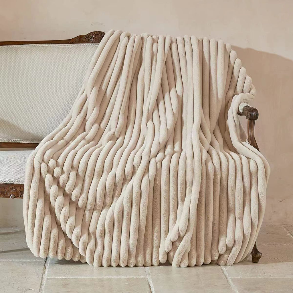 Thick Faux Rabbit Fur Throw Blanket