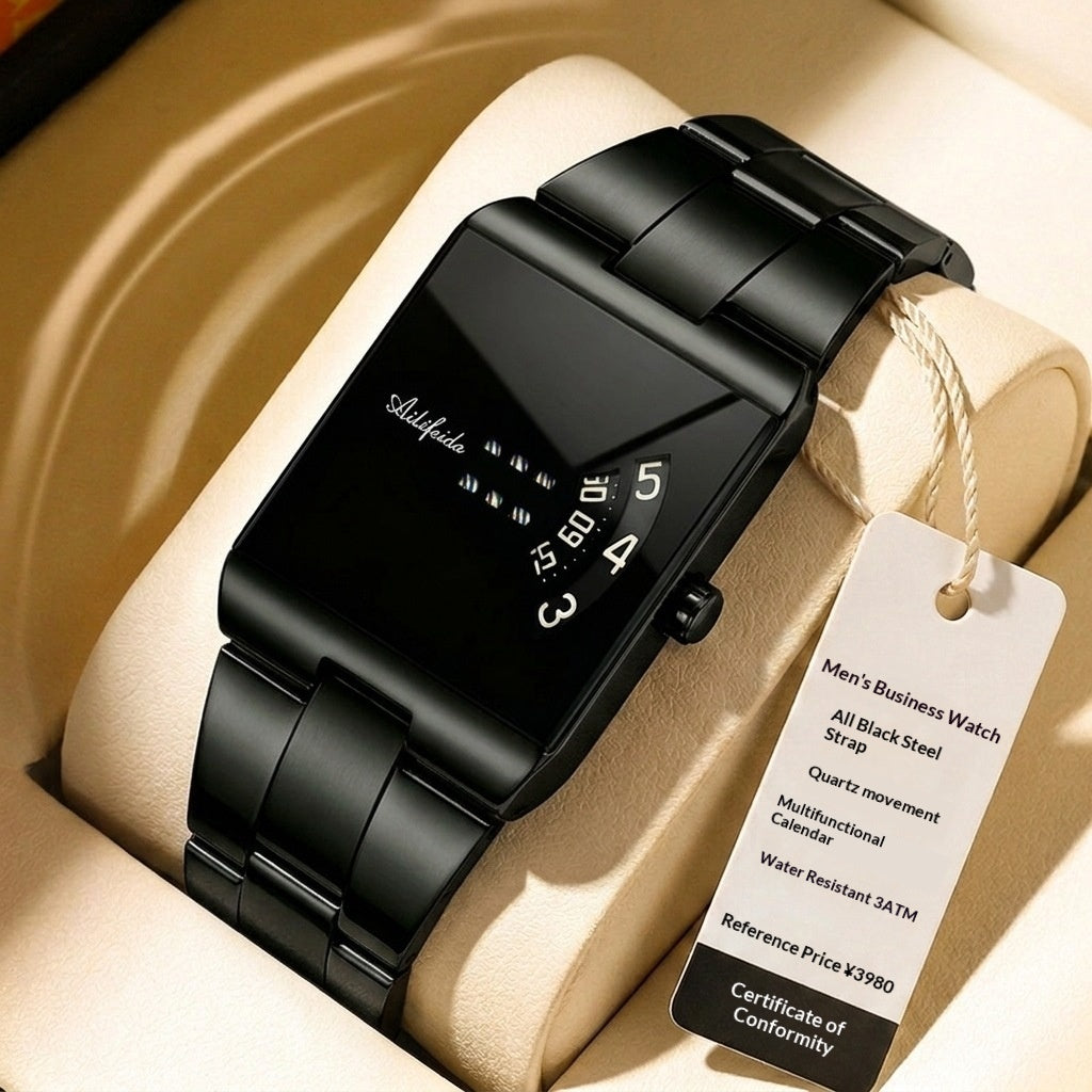 Square Stainless Steel Quartz Watch for Men