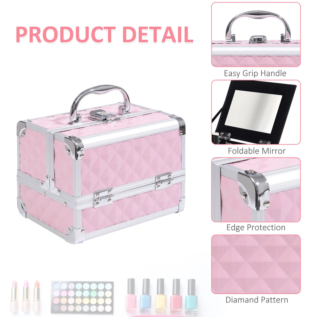 3-Tier Cosmetic Train Case with Mirror