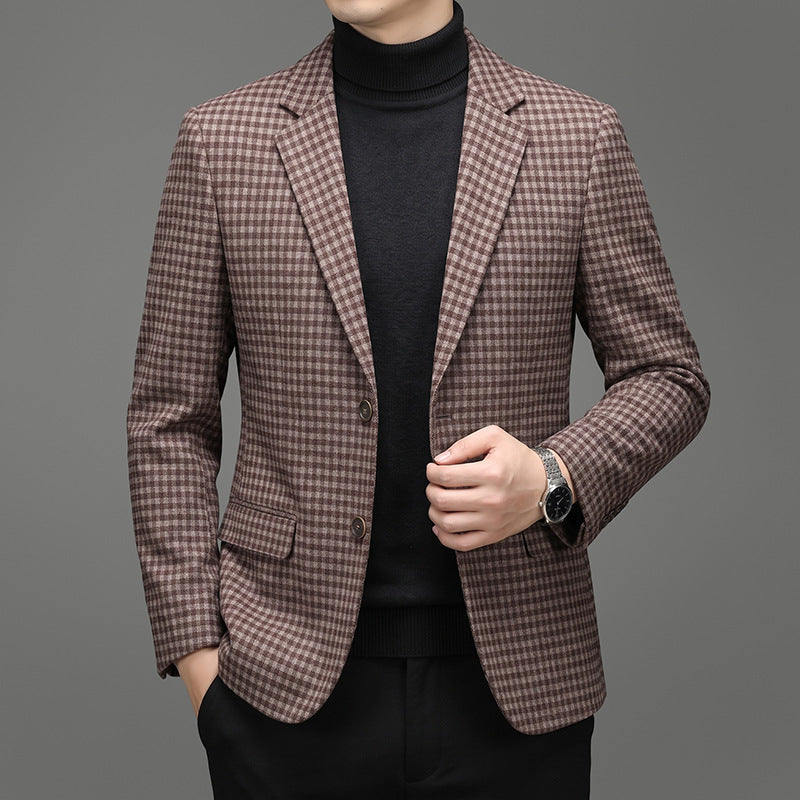 Men's Business Casual Jacket with Warm Fleece Lining