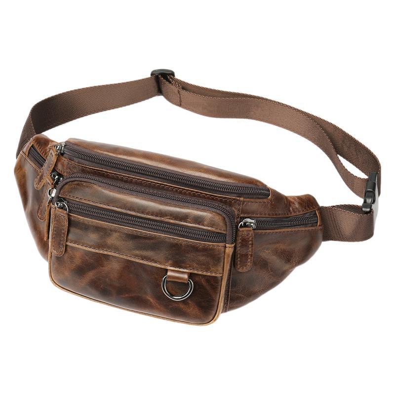 Full-Grain Leather Men's Chest Sling Bag