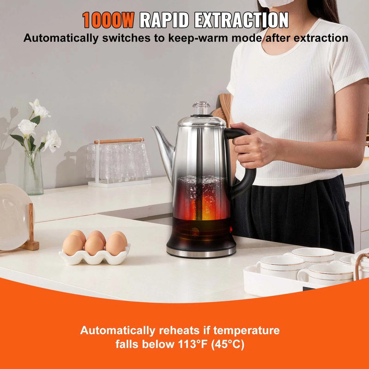 12-Cup Stainless Steel Electric Coffee Percolator