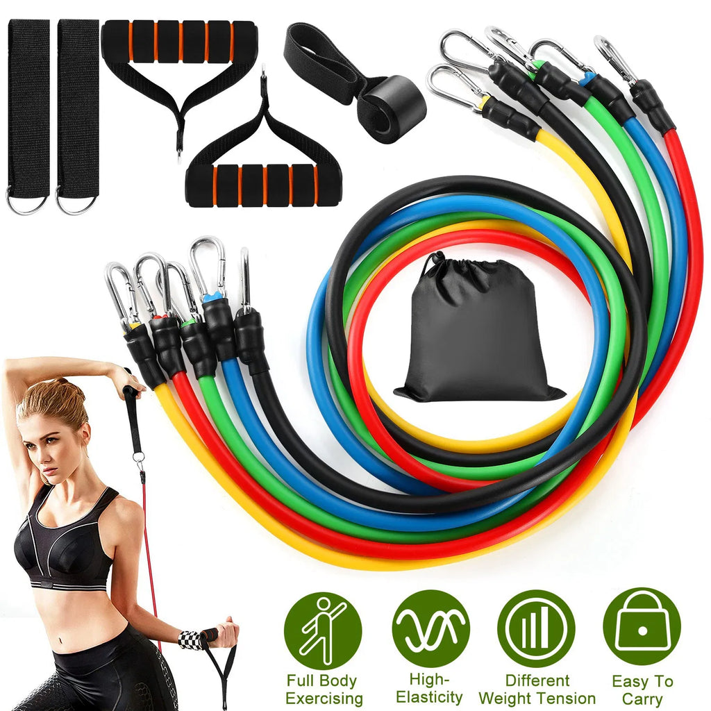 11-Piece Resistance Band Set with Handles & Door Anchor