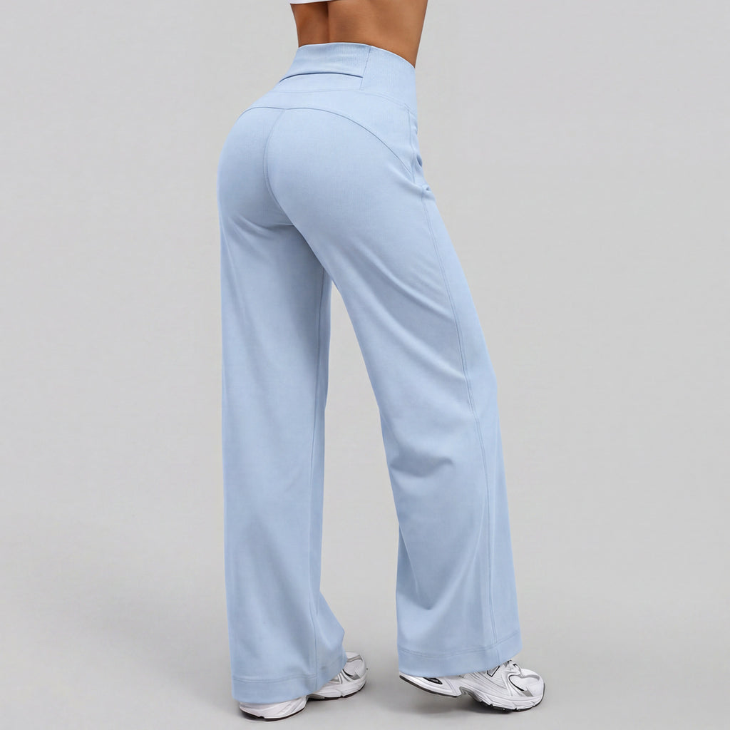 High-Waist Wide-Leg Yoga Pants with Back Pocket