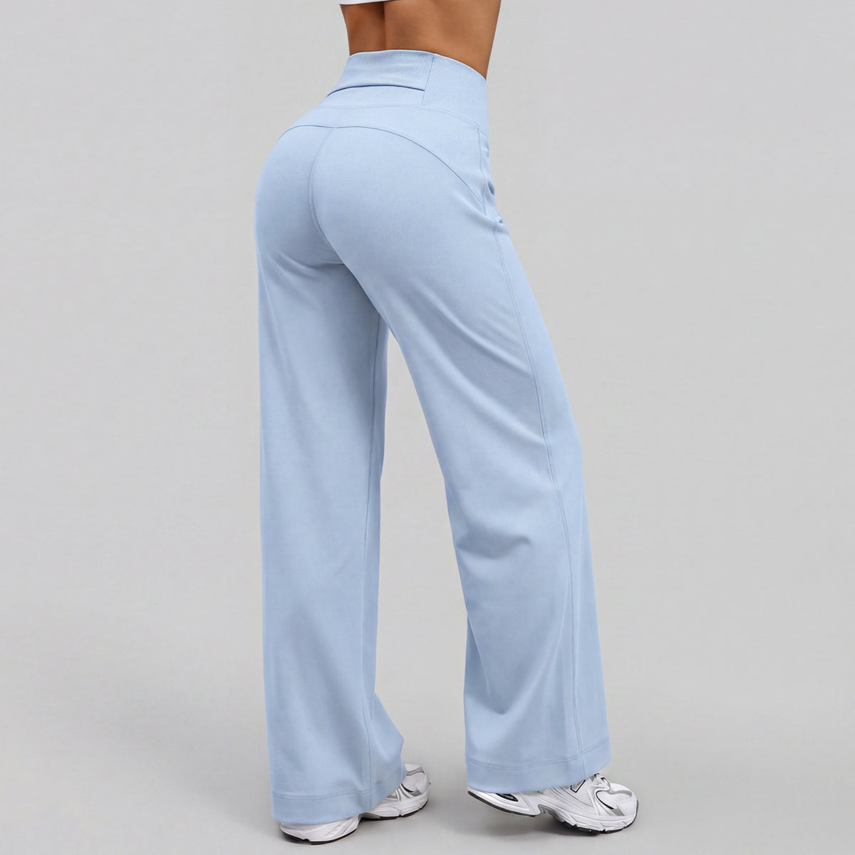 High-Waist Wide-Leg Yoga Pants with Back Pocket