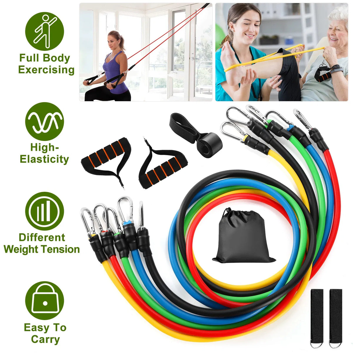11-Piece Resistance Band Set with Handles & Door Anchor