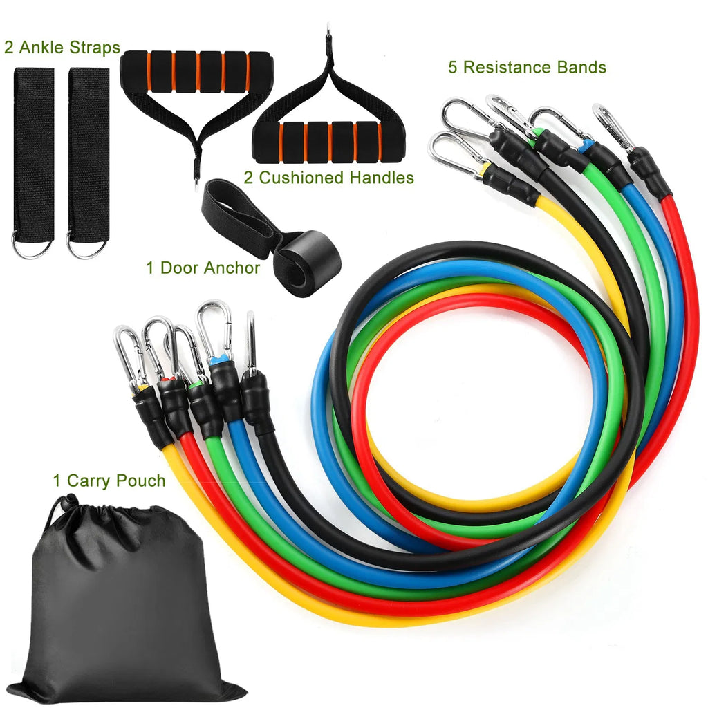 11-Piece Resistance Band Set with Handles & Door Anchor