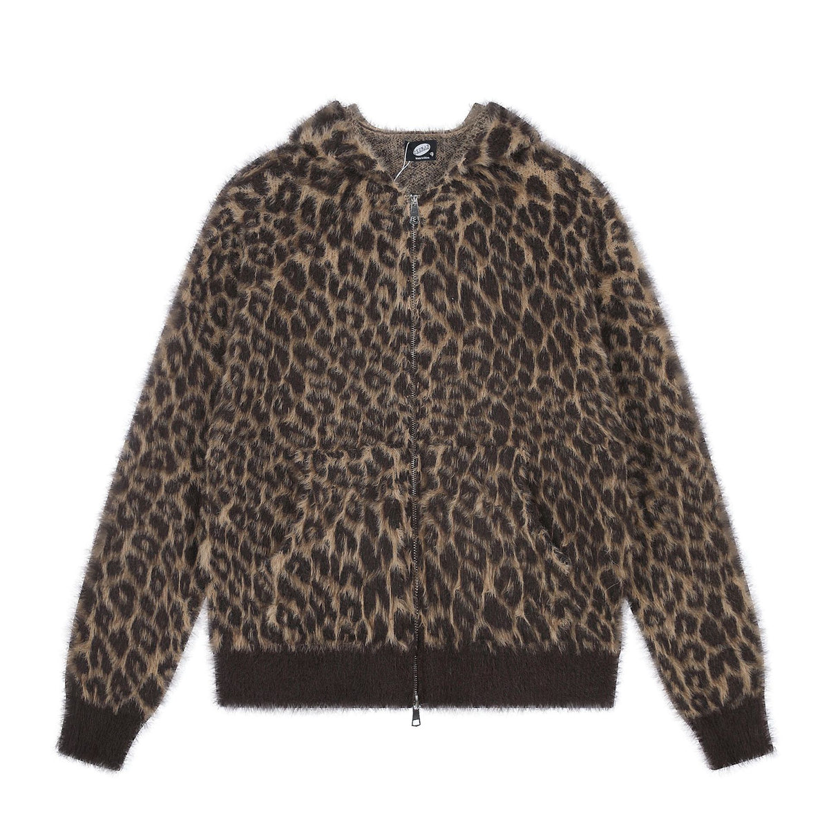 Women's Leopard Print Hooded Zip-Up Sweater