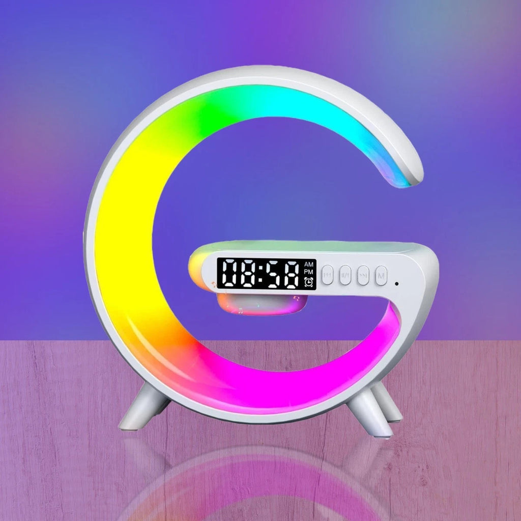 G-Shape LED Lamp with Wireless Charger & Bluetooth Speaker