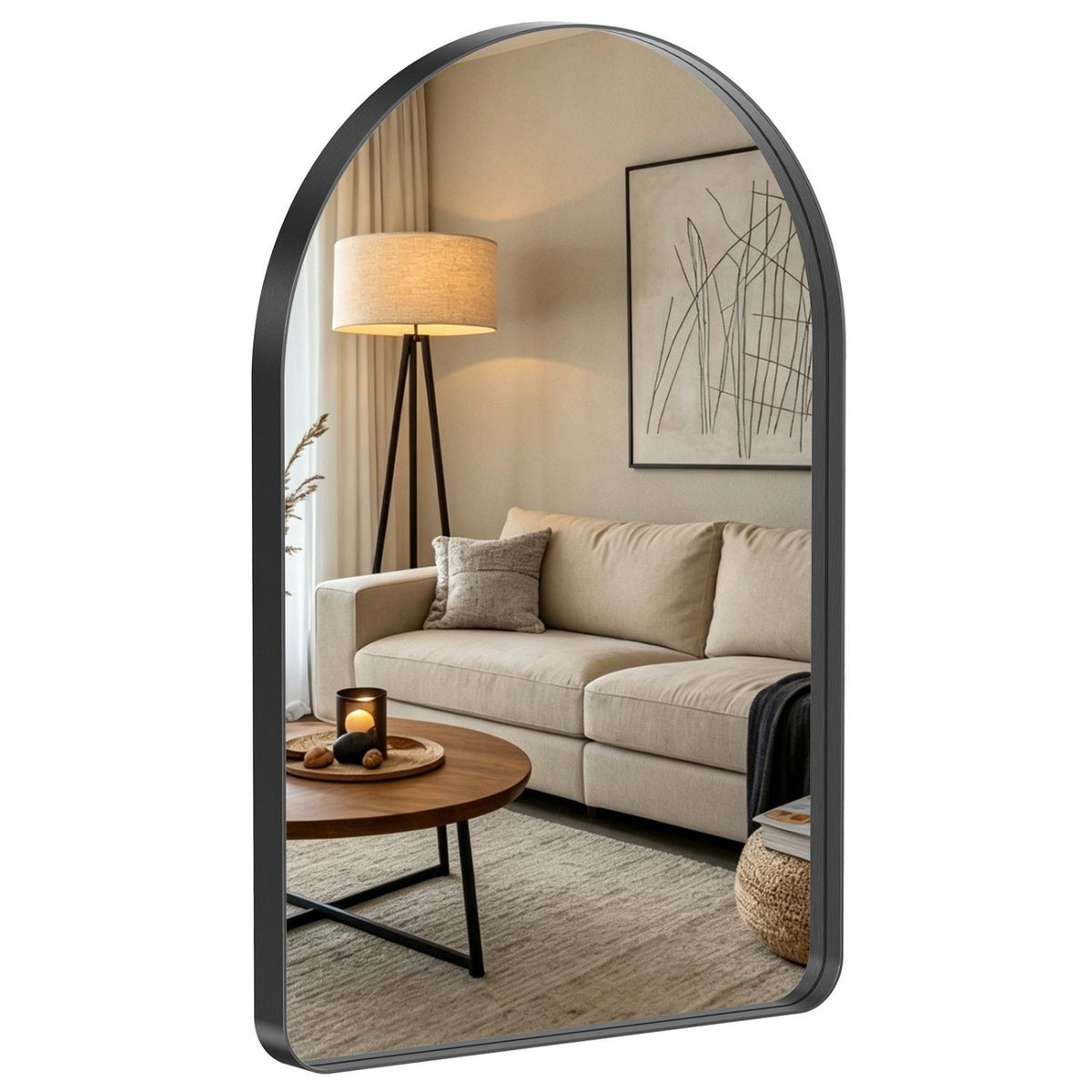 Arched Metal Frame Wall Mirror for Bathroom & Living Room