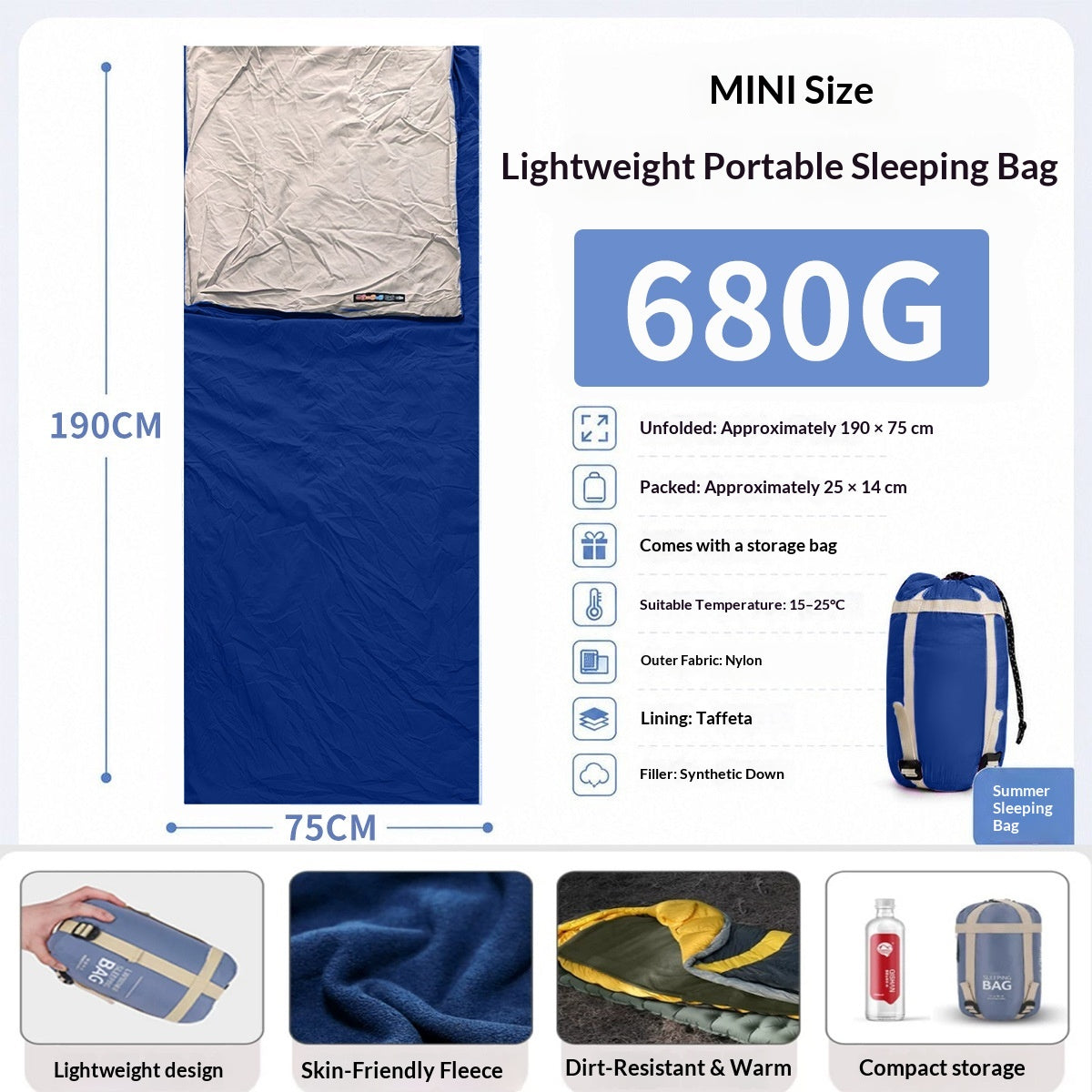 Ultra-Light Travel Sleeping Bag Liner