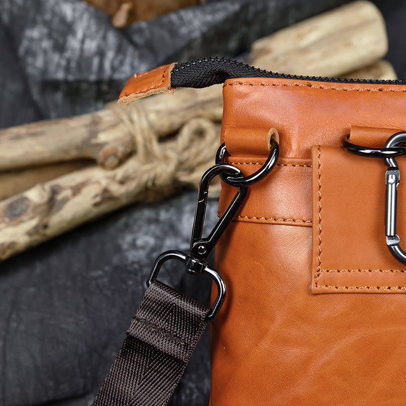 Crazy Horse Leather Belt Bag for Men