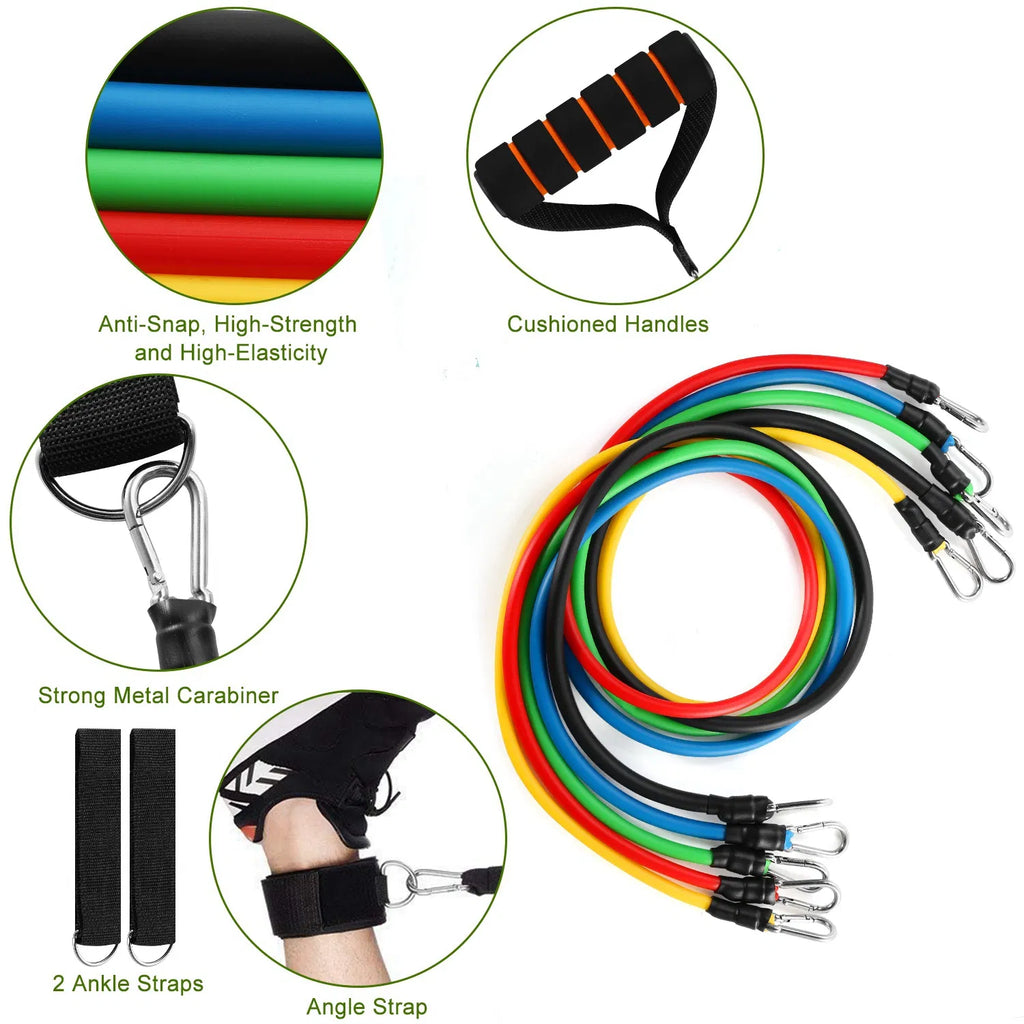 11-Piece Resistance Band Set with Handles & Door Anchor