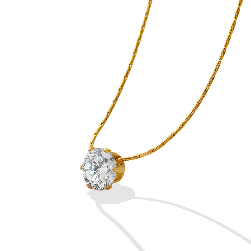 Short Necklace For Ladies Zircon Inlaid Solitaire