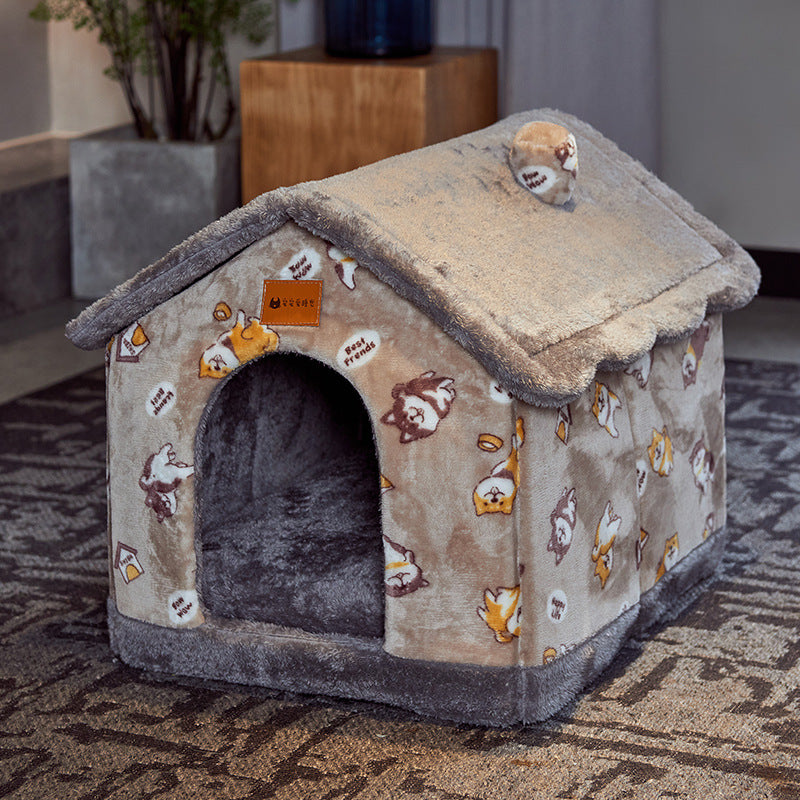 Foldable Dog House Pet Cat Bed Winter Villa Sleep Kennel