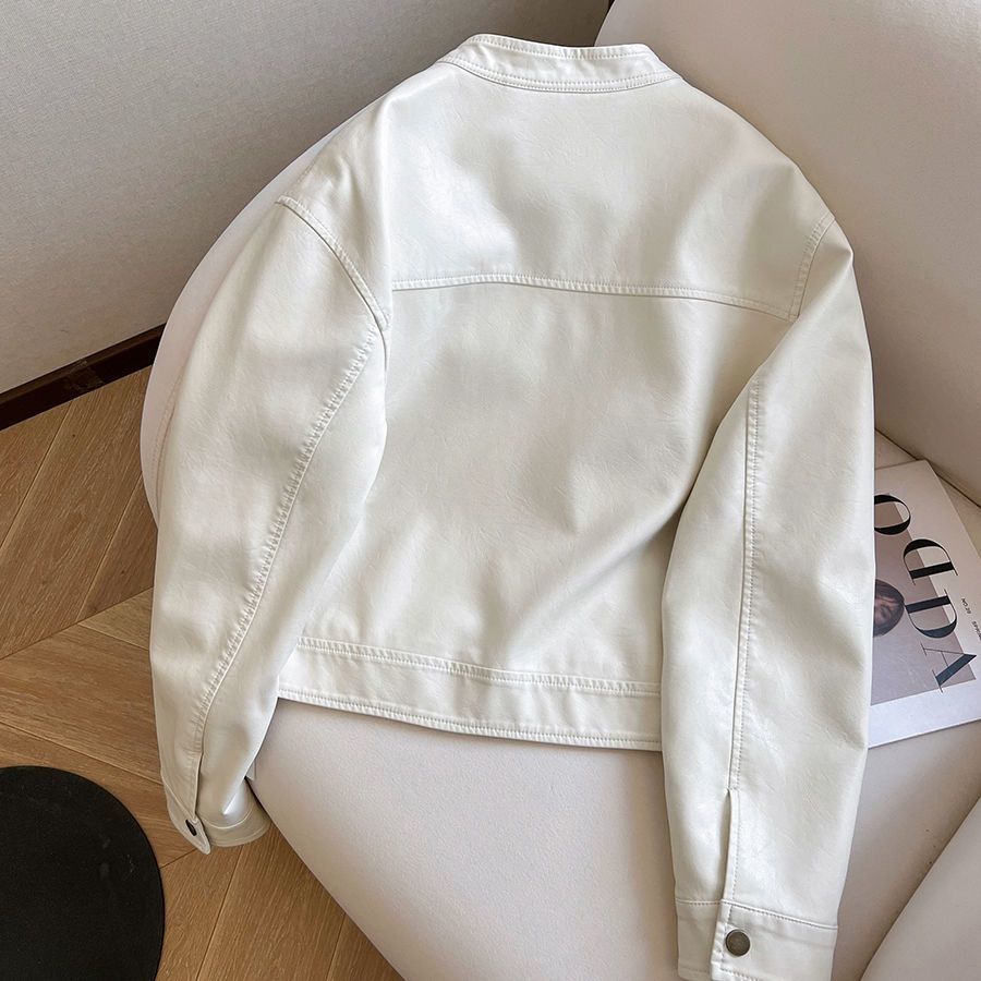 Women's PU Leather Cropped Biker Jacket