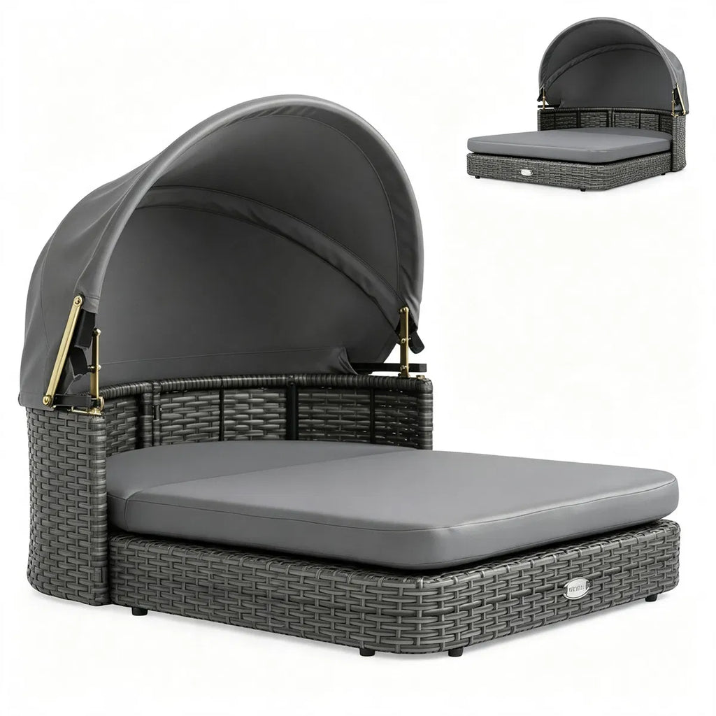 Elevated Rattan Dog Bed with Adjustable Canopy