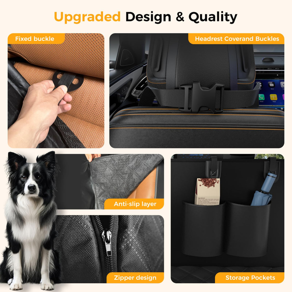 Waterproof Dog Back Seat Cover Hammock for Cars & SUVs