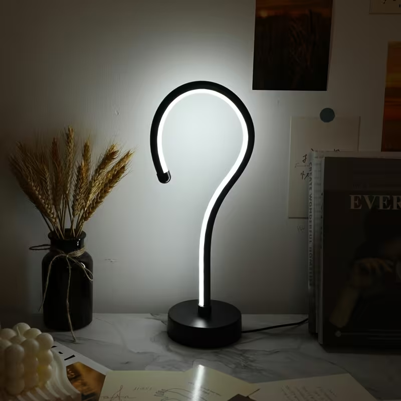 2PC Creative Question Mark Shape Table Lamp, USB Three-color