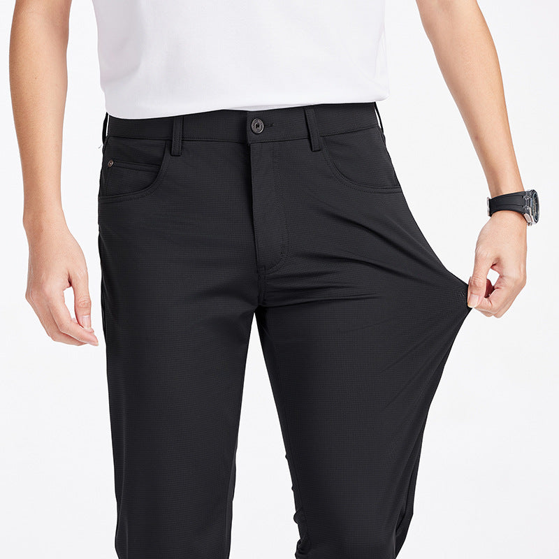 Men's Stretch Ice Silk Straight-Leg Casual Pants