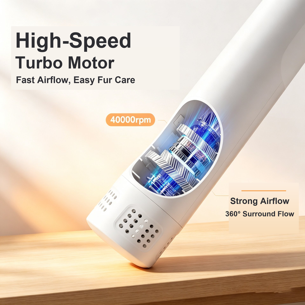 2-in-1 Pet Hair Dryer Brush — Quiet Grooming Blower for Dogs & Cats
