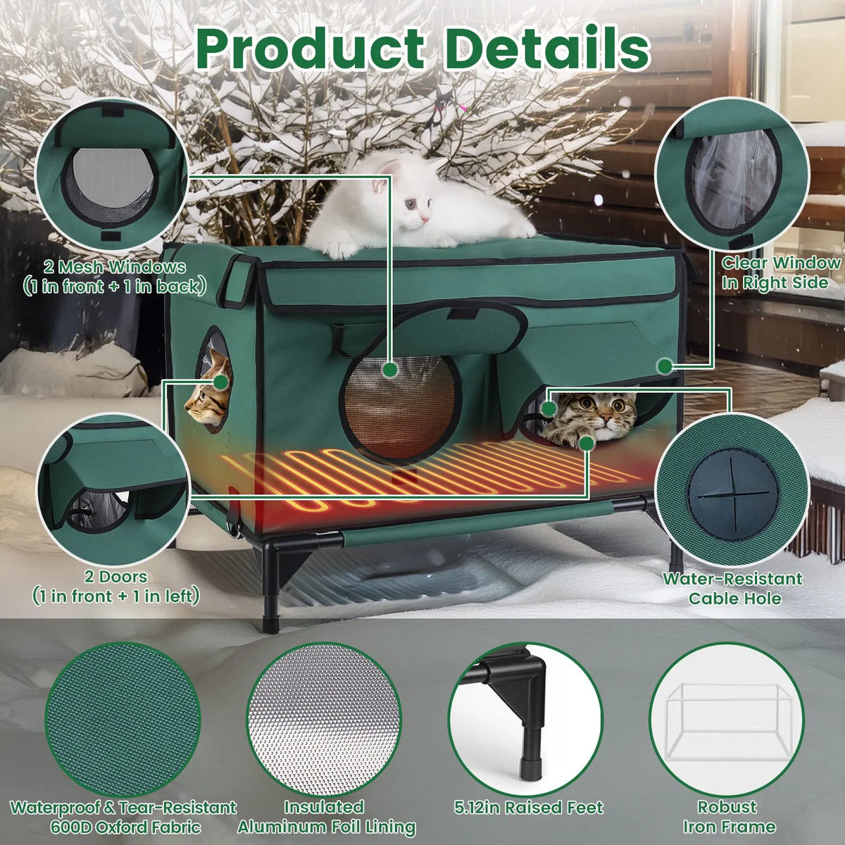 Heated Weatherproof Outdoor Cat House