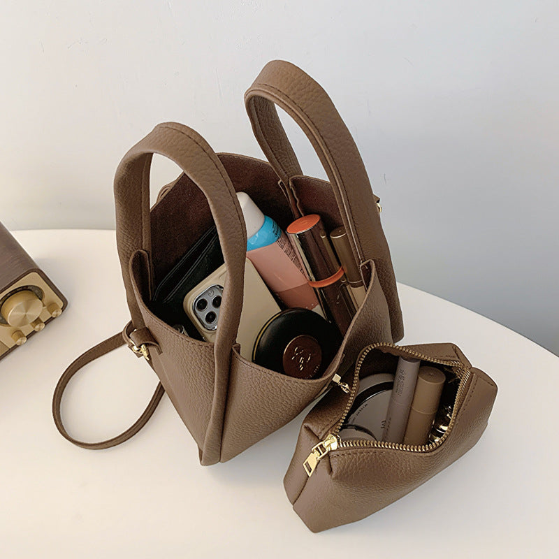 Retro Textured Bucket Shoulder Bag