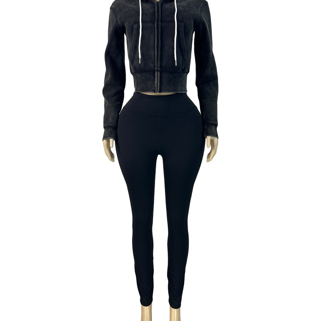 Women's Zip-Up Hoodie & Yoga Pants 2-Piece Set