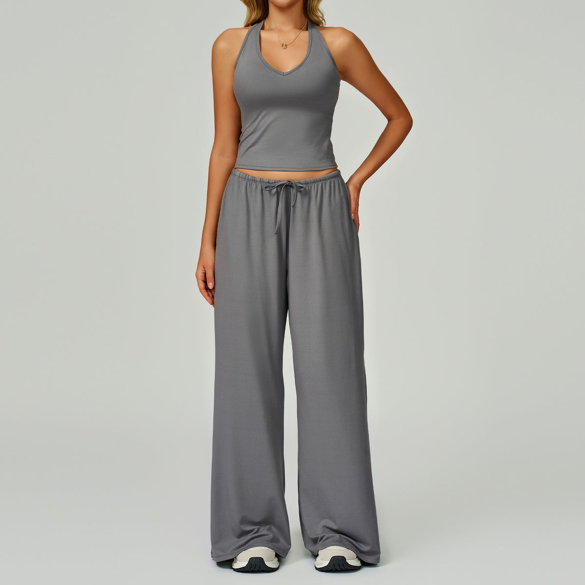 Quick-Dry Brushed Yoga Set – Tank Top & Leggings