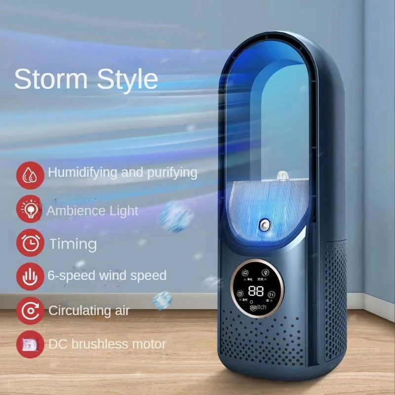 Portable USB Air Cooler Leafless Electric Fan Silent Timer