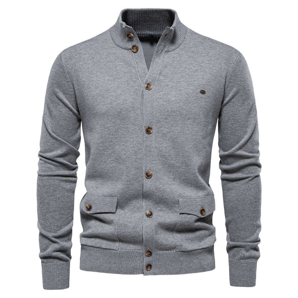 Men's Business Casual Knit Cardigan Sweater - Solid Color