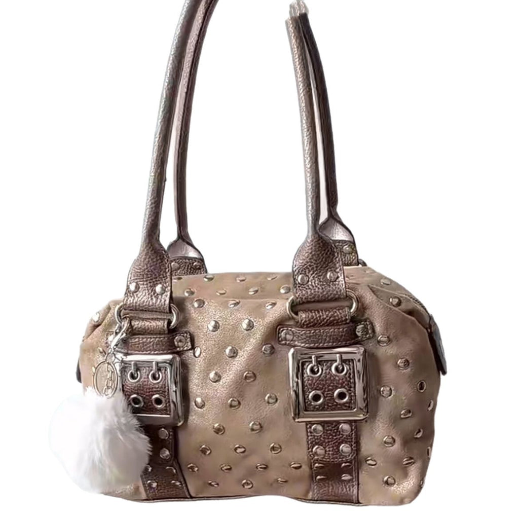 Retro Polka-Dot Rivet Large Capacity Tote Bag