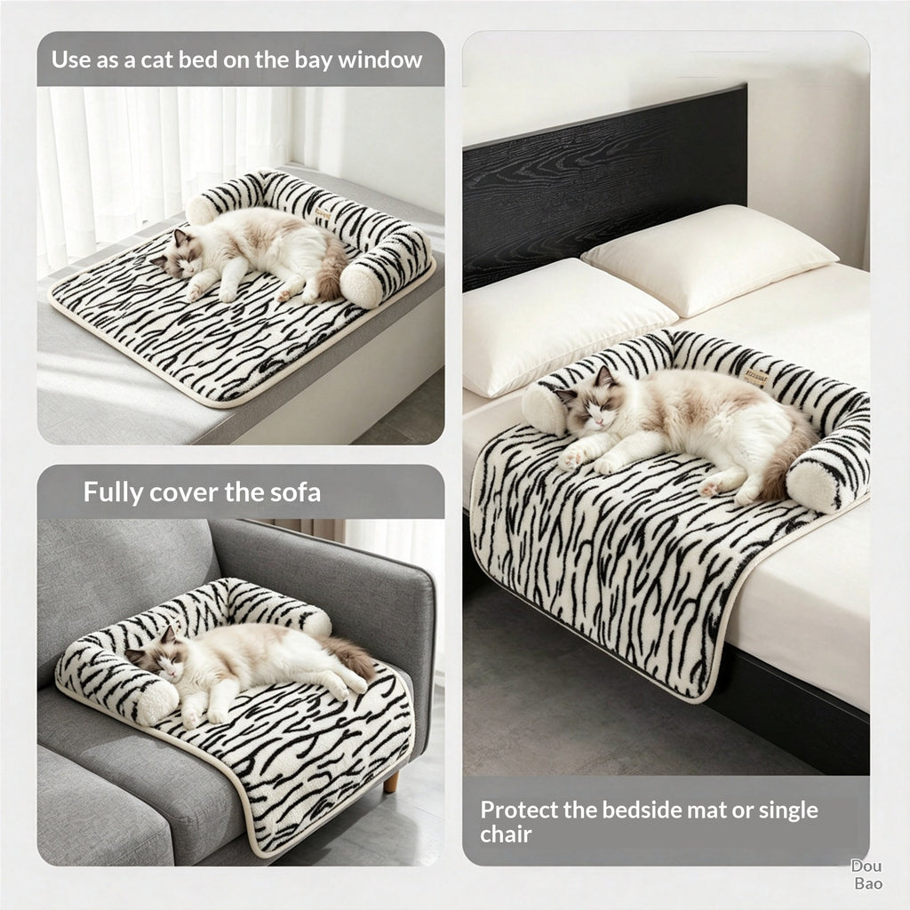 Self-Warming Plush Pet Sofa Cushion Bed