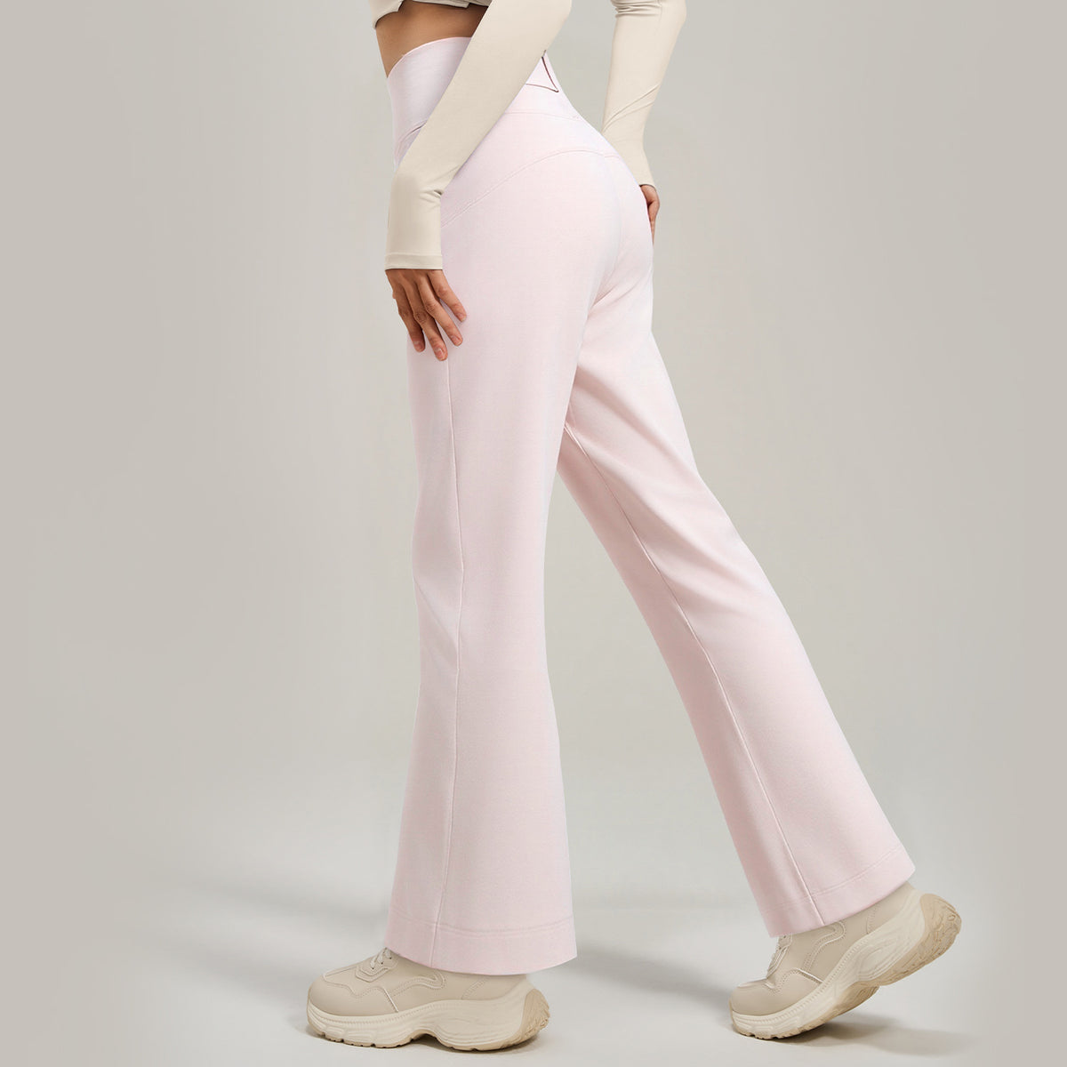 High-Waist Wide-Leg Yoga Pants with Back Pocket