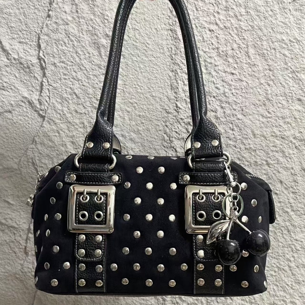 Retro Polka-Dot Rivet Large Capacity Tote Bag