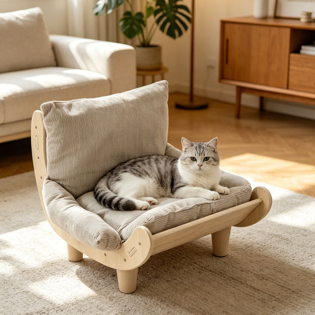 Wear-Resistant Cat Sofa Bed with Wooden Frame