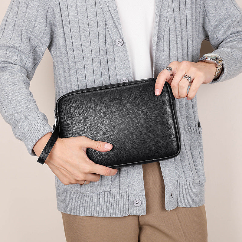 Men's Genuine Leather Clutch Bag — Large Capacity