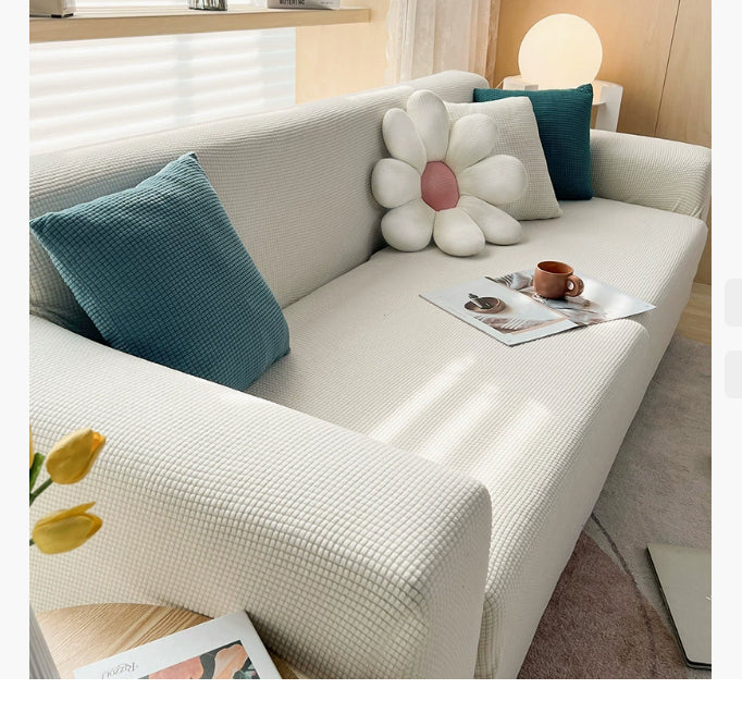 Waterproof Polar Fleece Solid Color Bomb Cover Sofa Slipcover