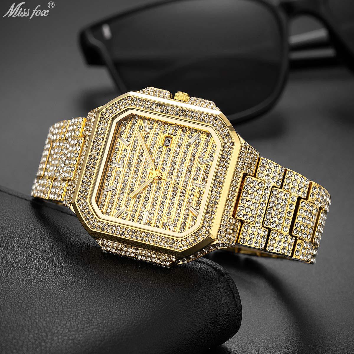 Men's Square Crystal-Accent Quartz Watch