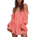 Bohemian Off-Shoulder Lace Mini Dress
