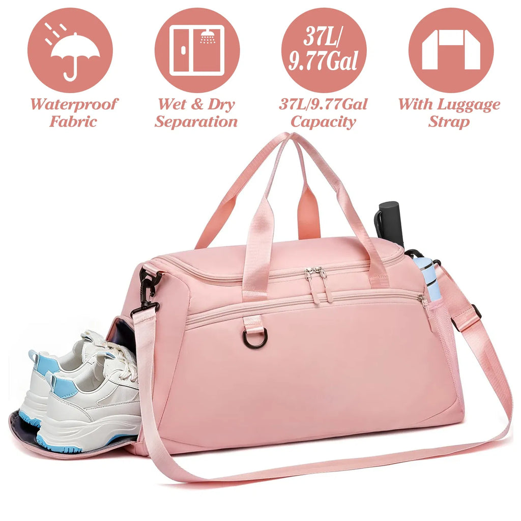 Waterproof Gym Duffle Bag 37L with Shoe Compartment