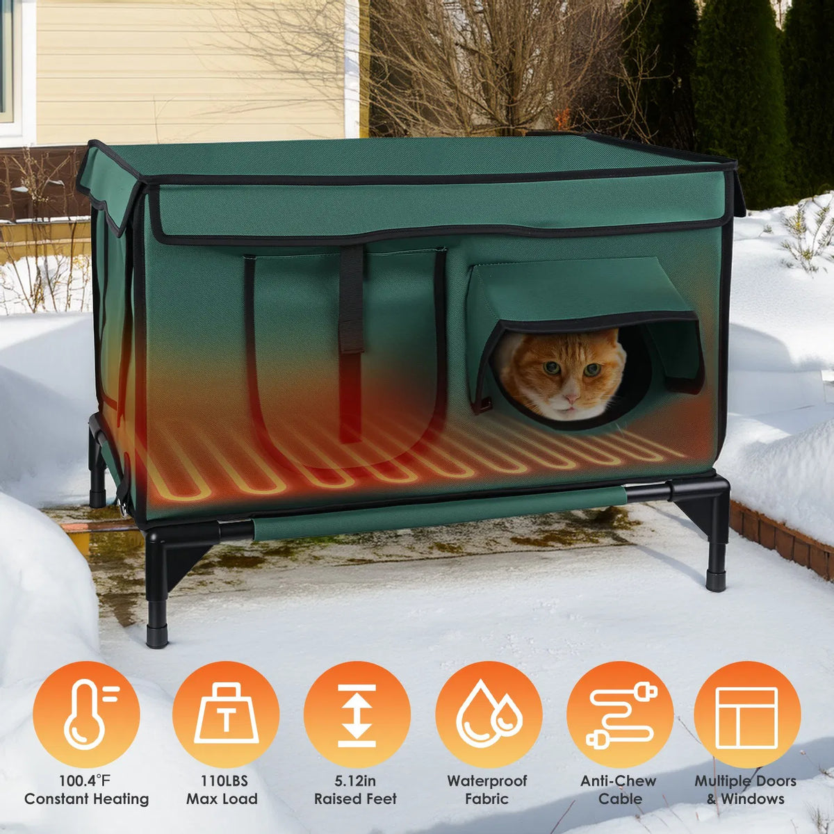 Heated Weatherproof Outdoor Cat House